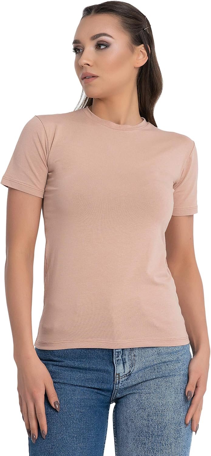 Evoni Dames T-shirt van katoen met korte mouwen