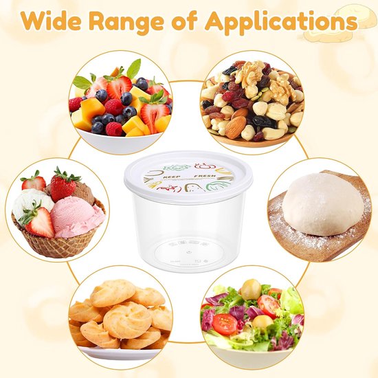 9 stuks stapelbare pizzadeeg proofing box met deksel, transparant rond 700ml | Herbruikbare brooddeeg proofing container kleine voedsel opslag container snack fruit organizer voor keuken — afbeelding 2