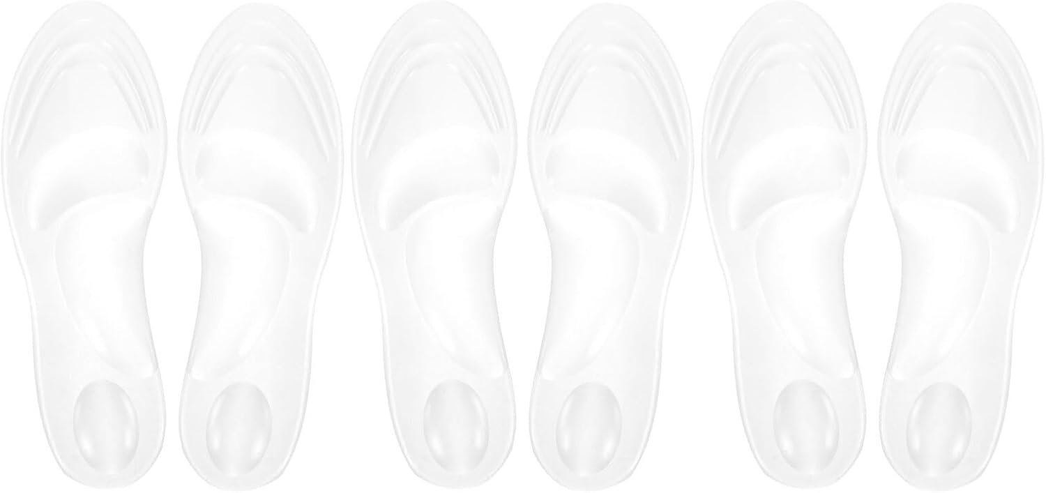 3 Paar Transparante Gel Inlegzolen voor Sandalen Hakken Ademend Antislip Knipbaar Kussen Comfortabele Onzichtbare Steunzolen voor Dames Schoenmaat