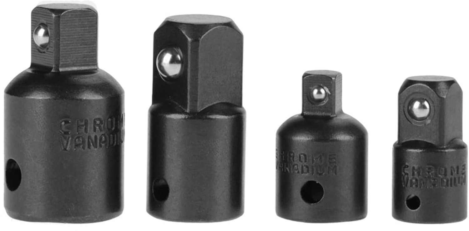 Socket Adapter Verloopstukken Chroom Vanadium Staal Duurzaam voor Dopsleutels 4-delige Set voor Doe-het-zelvers en Professionals (Zwart)