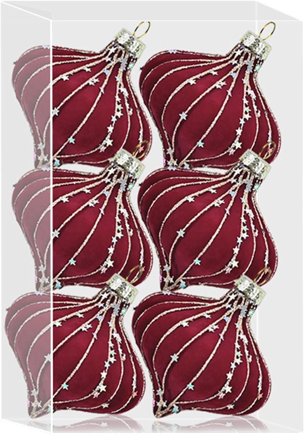 Fluwelen boomversieringen, Fluwelen boomversieringen Set Van 6 Glitter