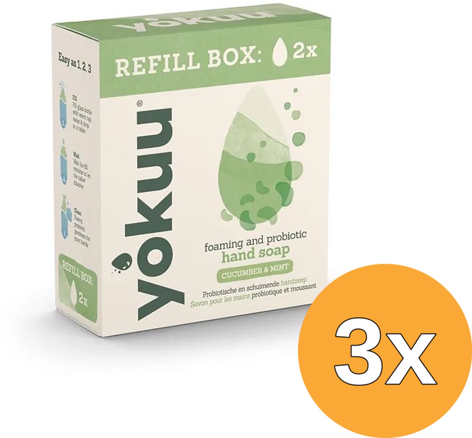 3x Yokuu Handzeep Cucumber & Mint Refill (2 stuks)