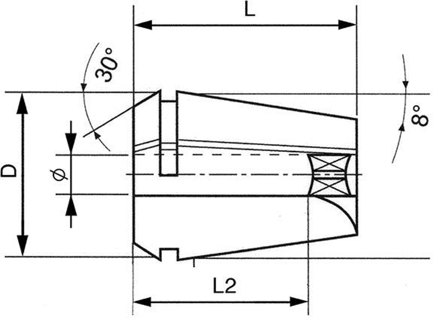 Spantang met vierkant ER25-10,0x8,0 FORTIS