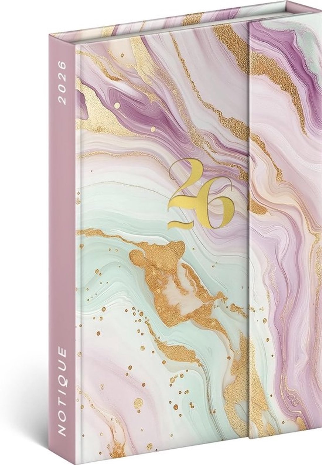 Agenda 2026 - Mini-zakplanner - Om afspraken te plannen - Magnetische sluiting - 11 x 16 cm - Roze marmer