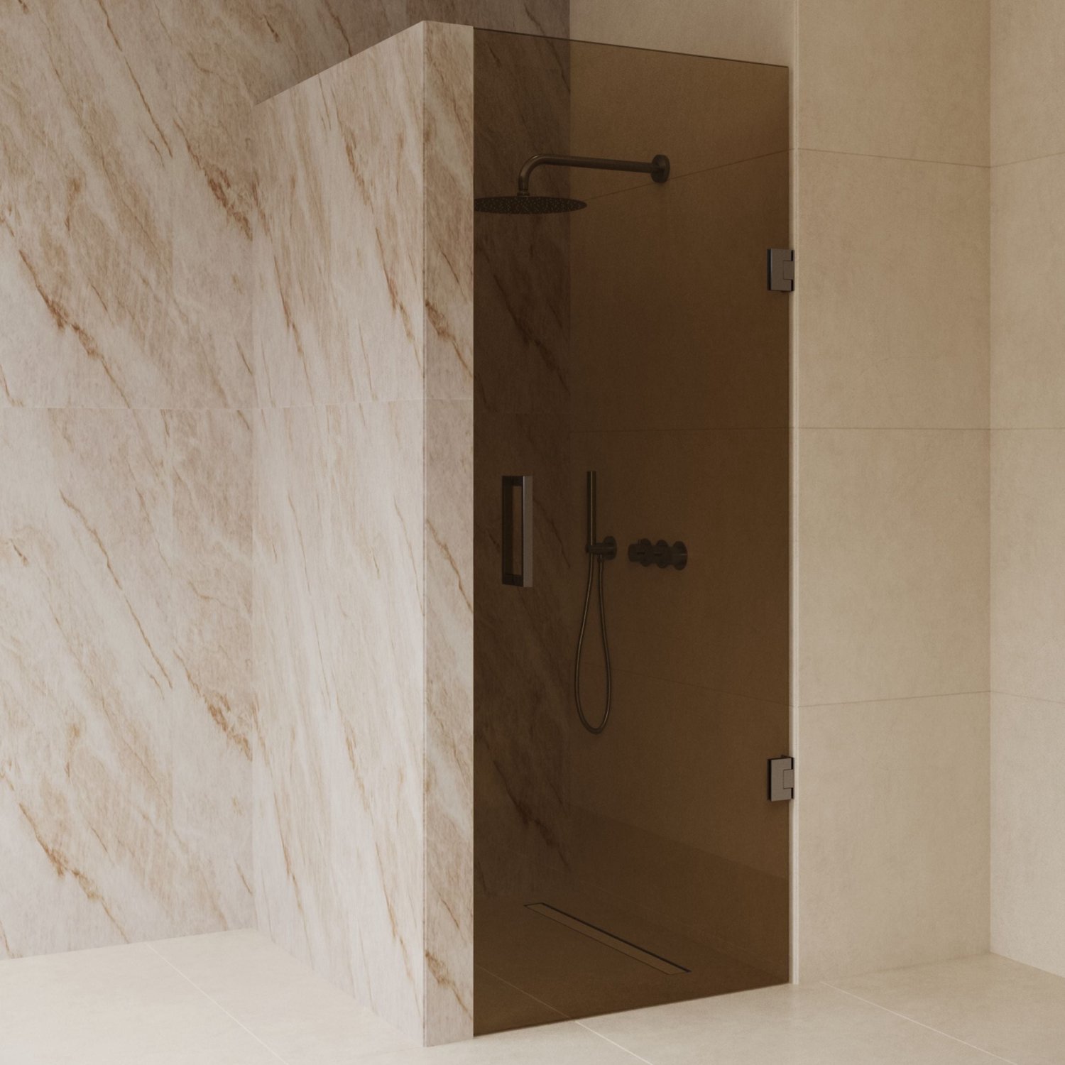 Sanitado Dalis Nisdeur Sepia Glas Gunmetal Profielen 90x200 cm