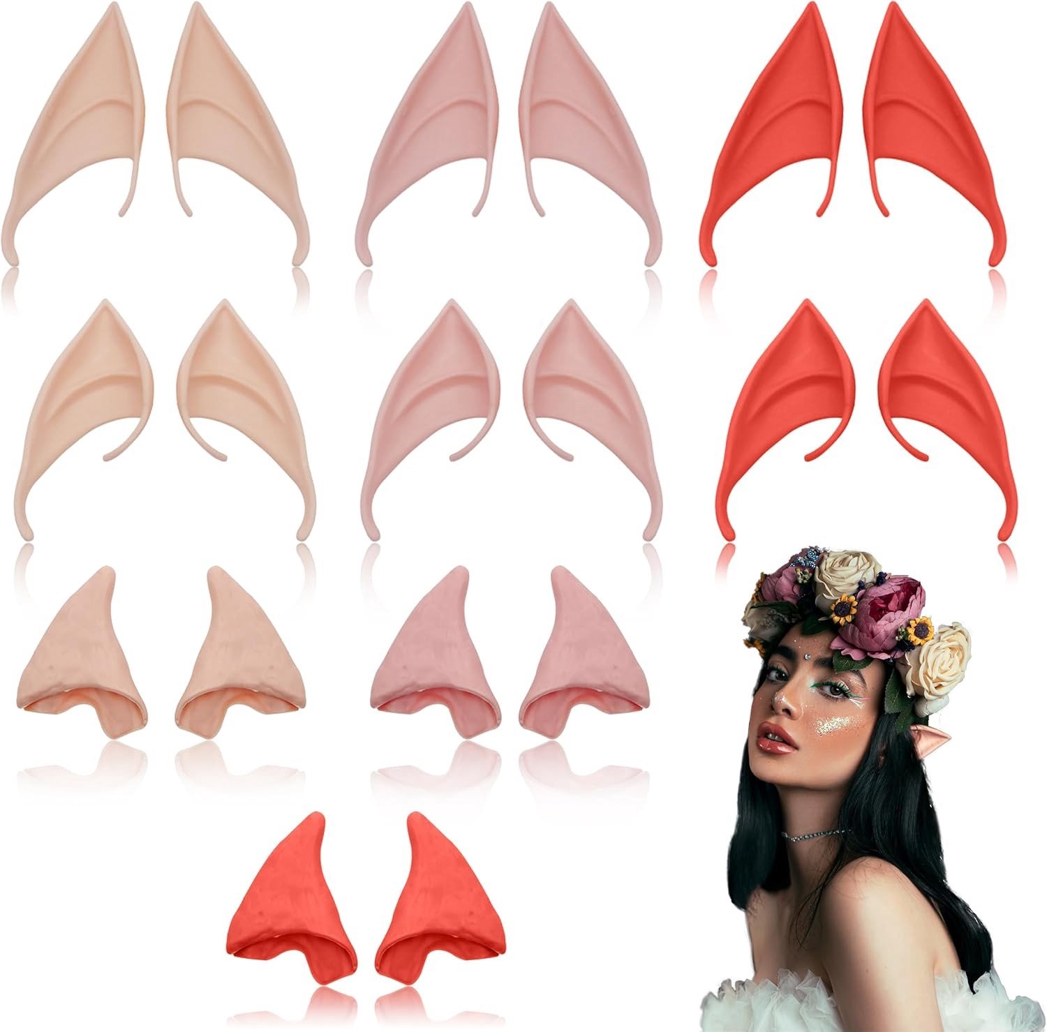 Zachte Latex Elforen in 3 Maten voor Volwassenen, Perfect voor Cosplay en Halloween Kostuums