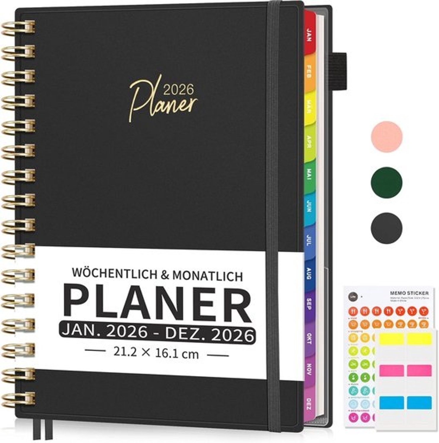 Agenda 2026 - Weekplanner en jaarplanner - Voor het plannen van afspraken - Indeling per 30 minuten - A5-formaat - Zwart