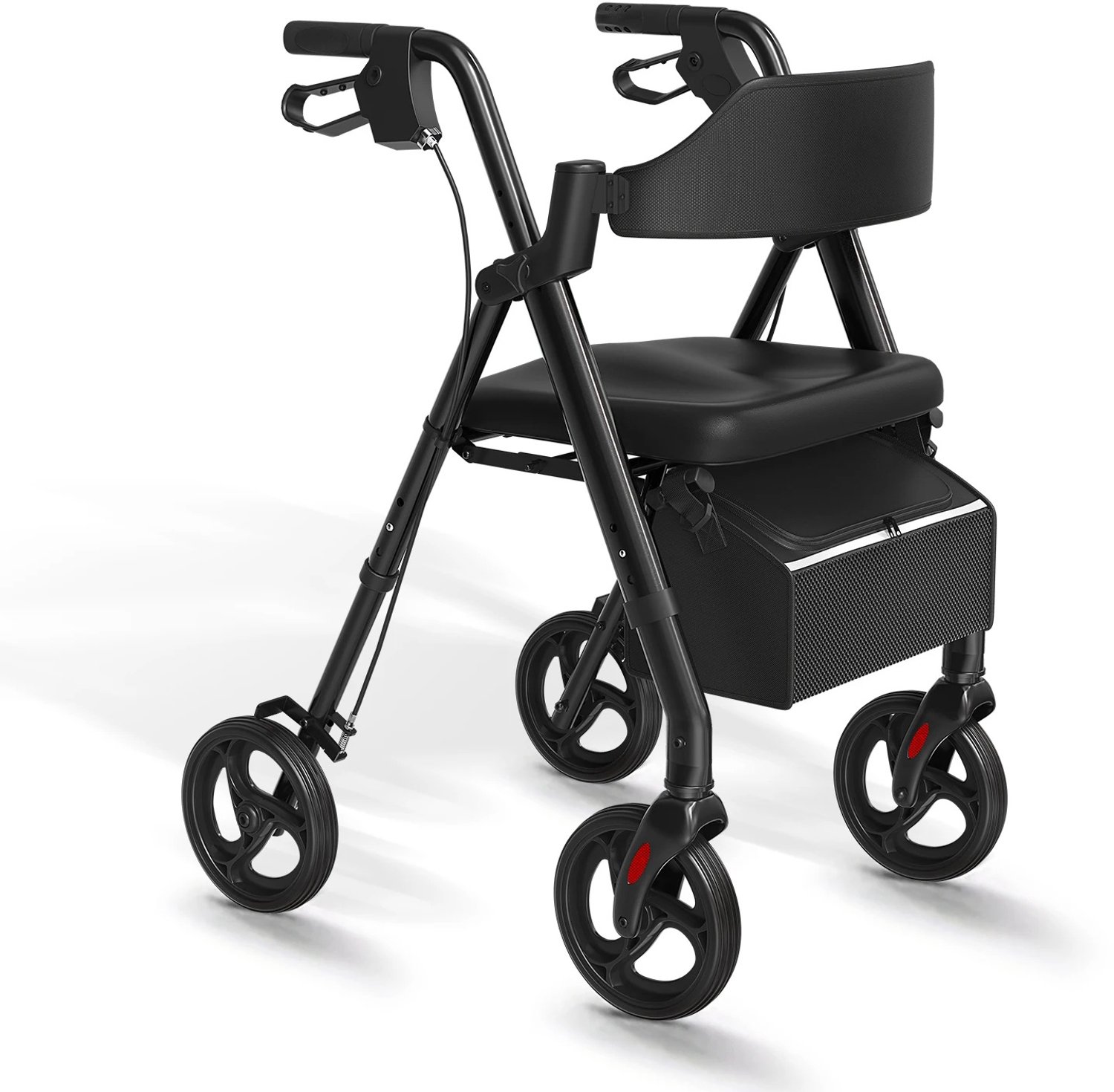 Tremeo Luxe Rollator - Inklapbaar - Verstelbare hoogte 1.5M tot 1.9M- 150kg Draagvermogen - Comfortabel zitje - Grote wielen