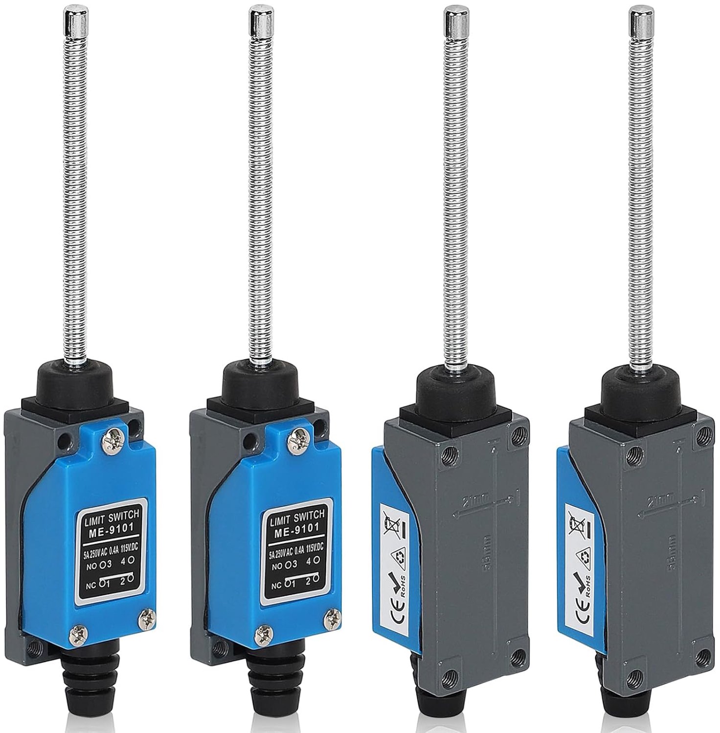 Limietschakelaar 4pcs ME-9101 - Flexibele spiraalveer - 5A 250V AC NC-NO - Geschikt voor CNC frezen - ShopVlot