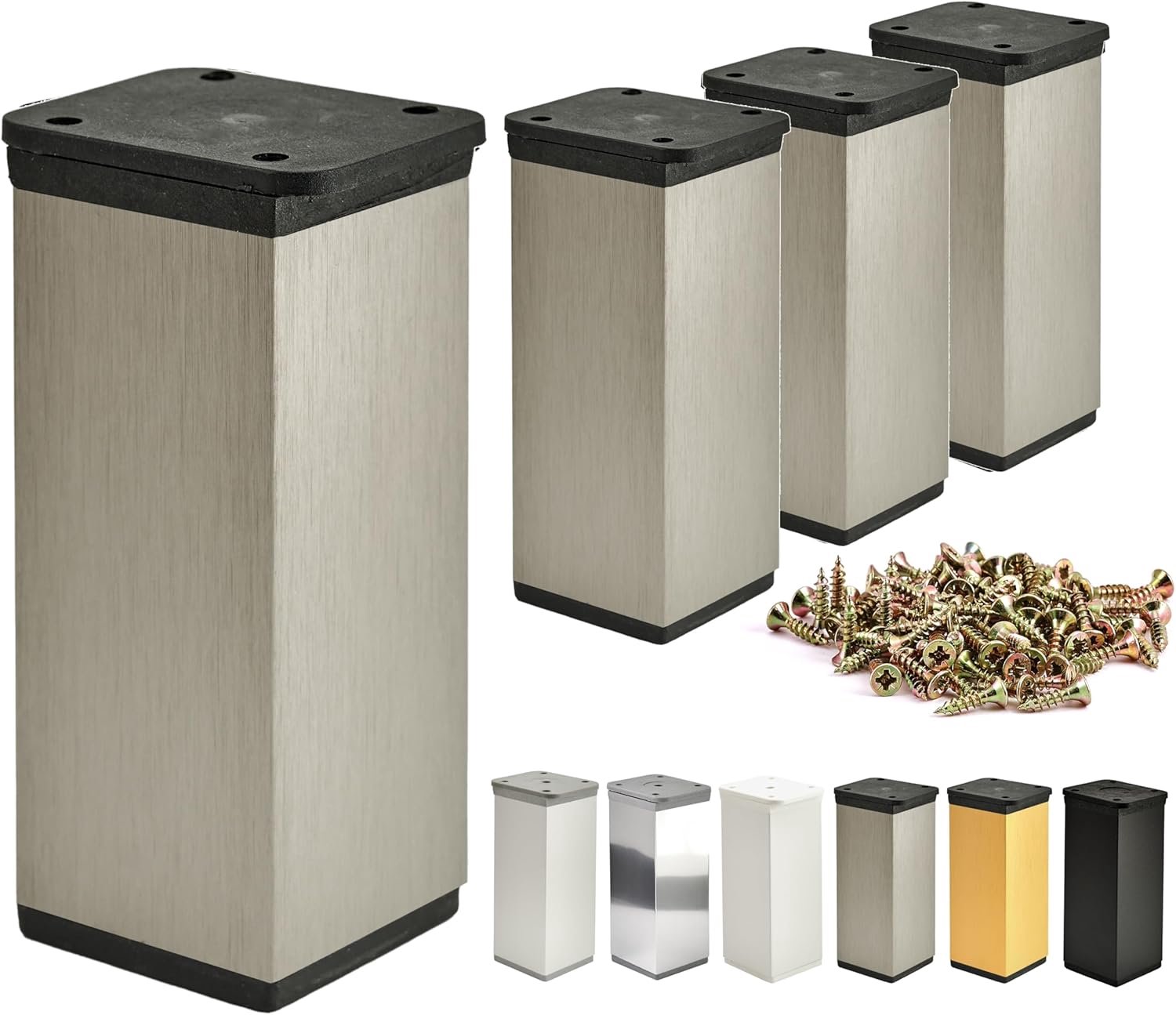 Meubelpoten verstelbaar 40 x 40 x 120 mm - geanodiseerd aluminium - elegante look - perfecte stabiliteit - ShopVlot