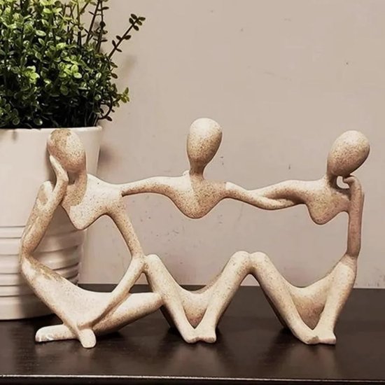 Hars denker standbeeld abstracte denker sculpturen denker stijl abstracte sculptuur denker desktop sculpturen denker beeldje decor decoratief sculptuur voor thuiskantoor boekenplank (zandkleur, stijl — afbeelding 2