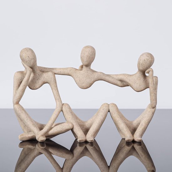 Hars denker standbeeld abstracte denker sculpturen denker stijl abstracte sculptuur denker desktop sculpturen denker beeldje decor decoratief sculptuur voor thuiskantoor boekenplank (zandkleur, stijl — afbeelding 4