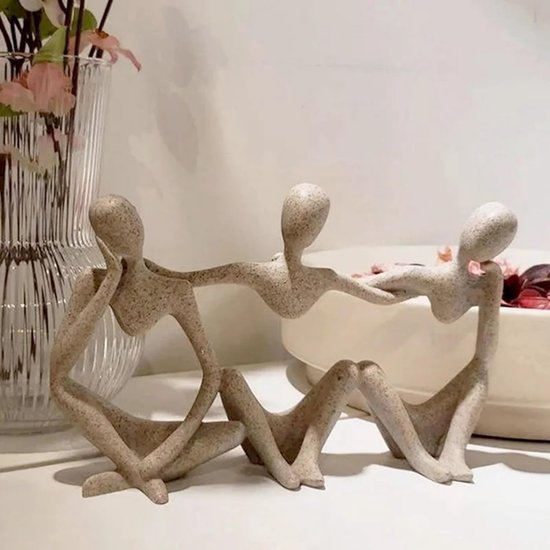 Hars denker standbeeld abstracte denker sculpturen denker stijl abstracte sculptuur denker desktop sculpturen denker beeldje decor decoratief sculptuur voor thuiskantoor boekenplank (zandkleur, stijl — afbeelding 3