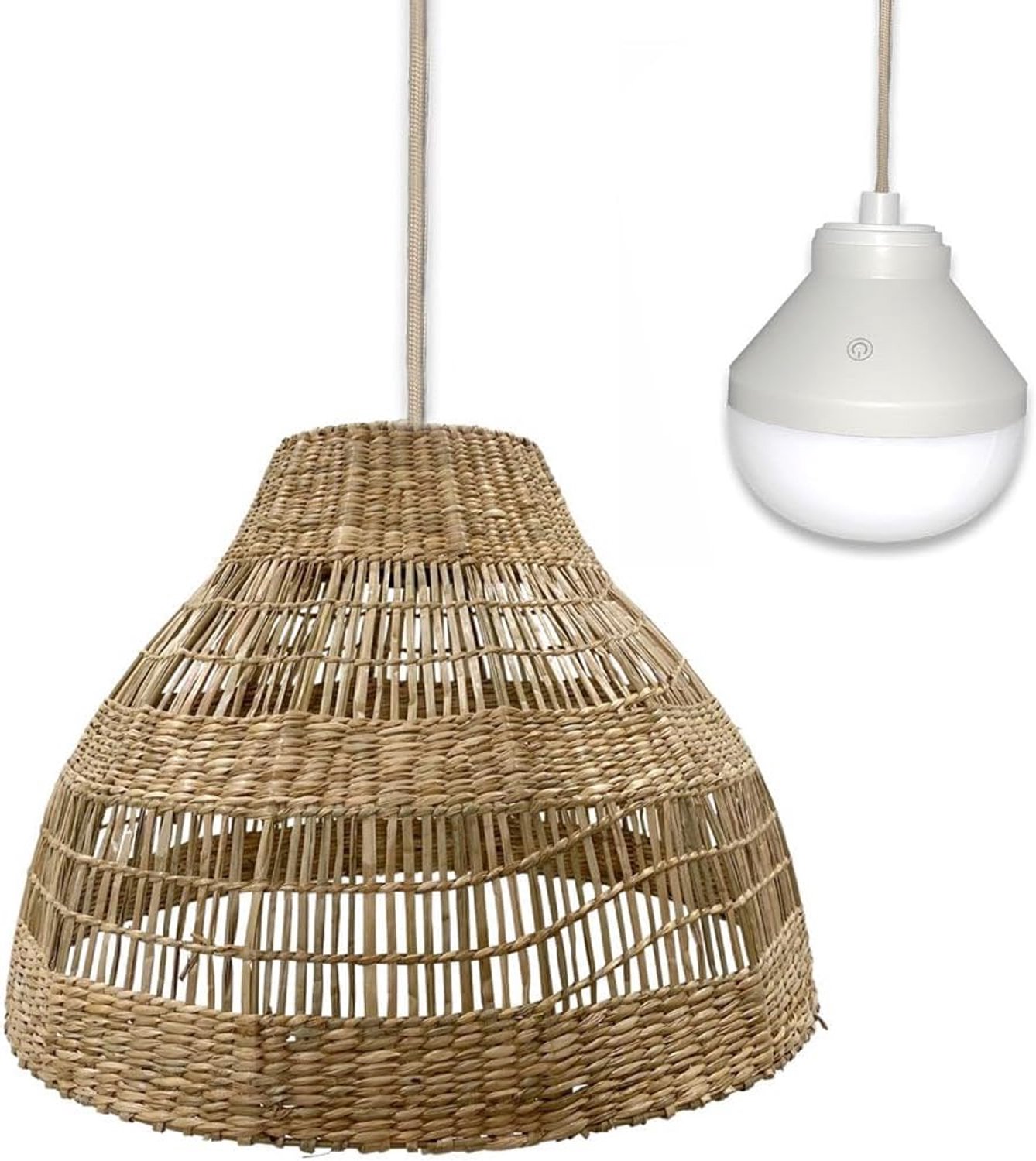 Lumisky Merida Nomad hanglamp van zeegras in boho-stijl met led-lamp wit/RGB