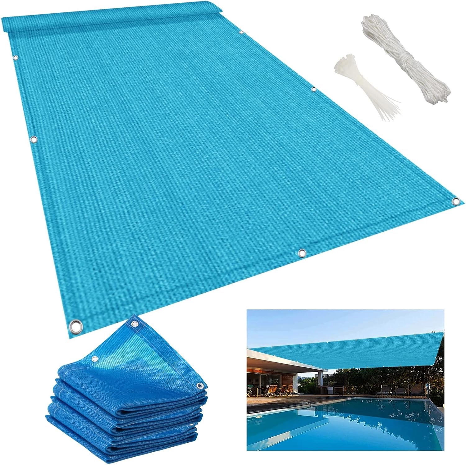 Gazon blauw tuinscherm luifel 4 x 5 m pergola hoezen zonnescherm luifel met schaduwnet winddicht en anti-UV-bescherming, ideaal voor outdoor ontspanning en privacy