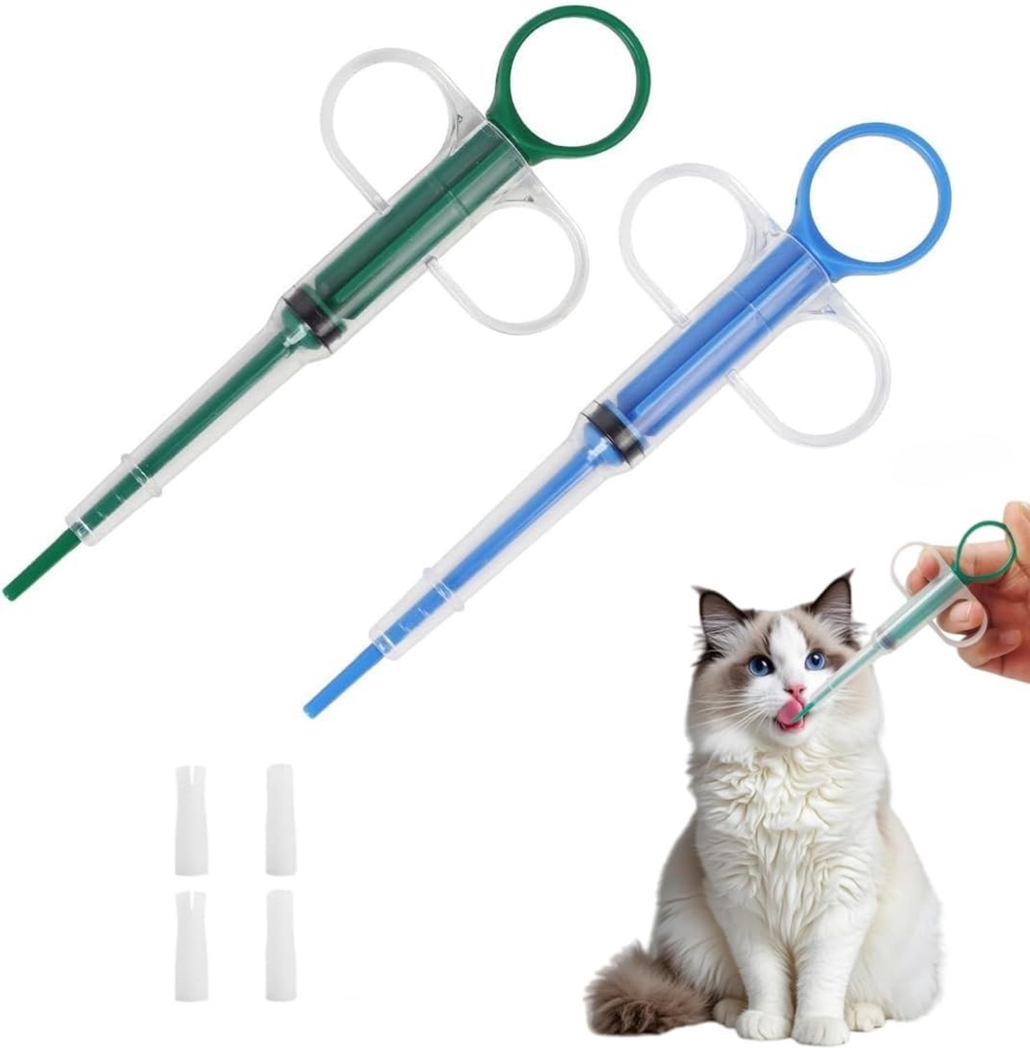 Pill Plunger Popper Set voor Dieren, Silicone Medicijn Dispenser voor Katten, Honden en Konijnen, Ideaal voor het Voeden van Kleine Huisdieren