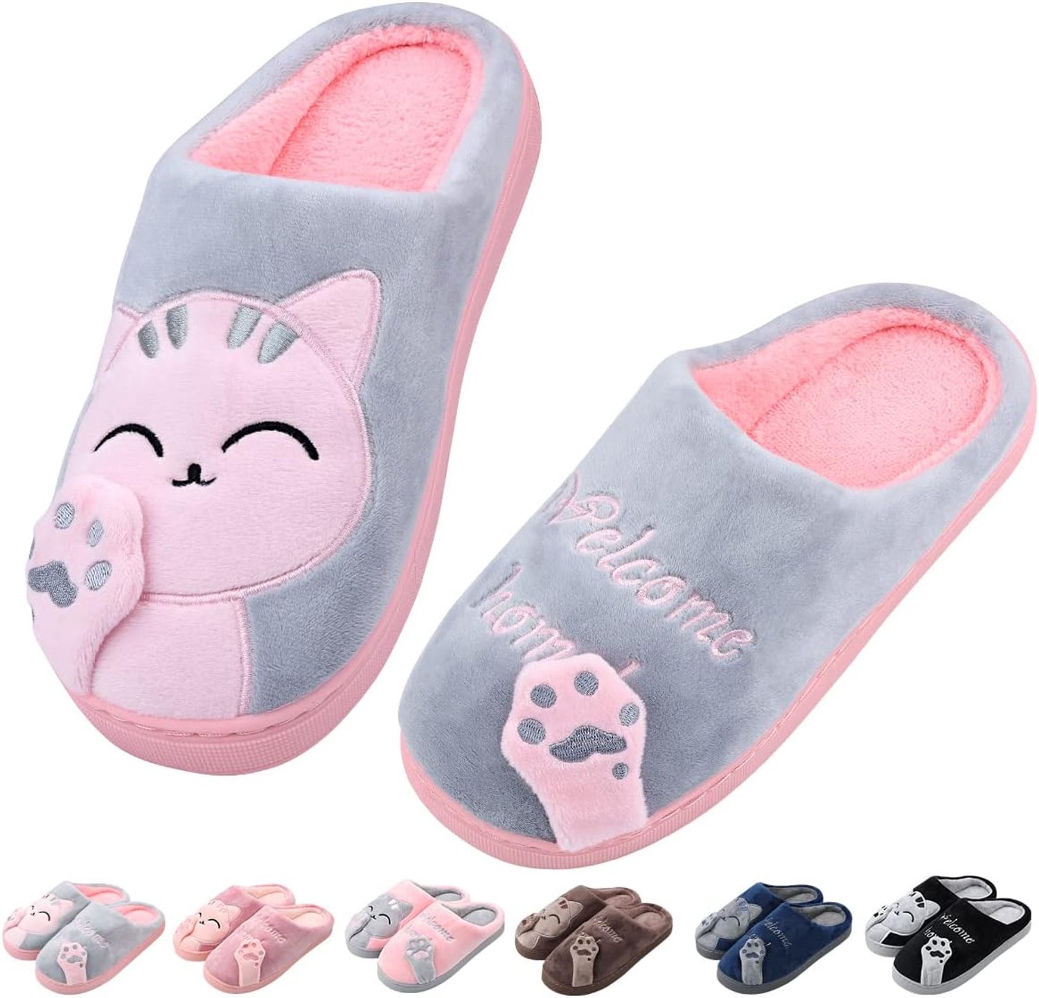 Uniseks pantoffels dames winter warme kat pantoffels pluche knuffelige pantoffels met harde zool huispantoffels heren gastenpantoffels