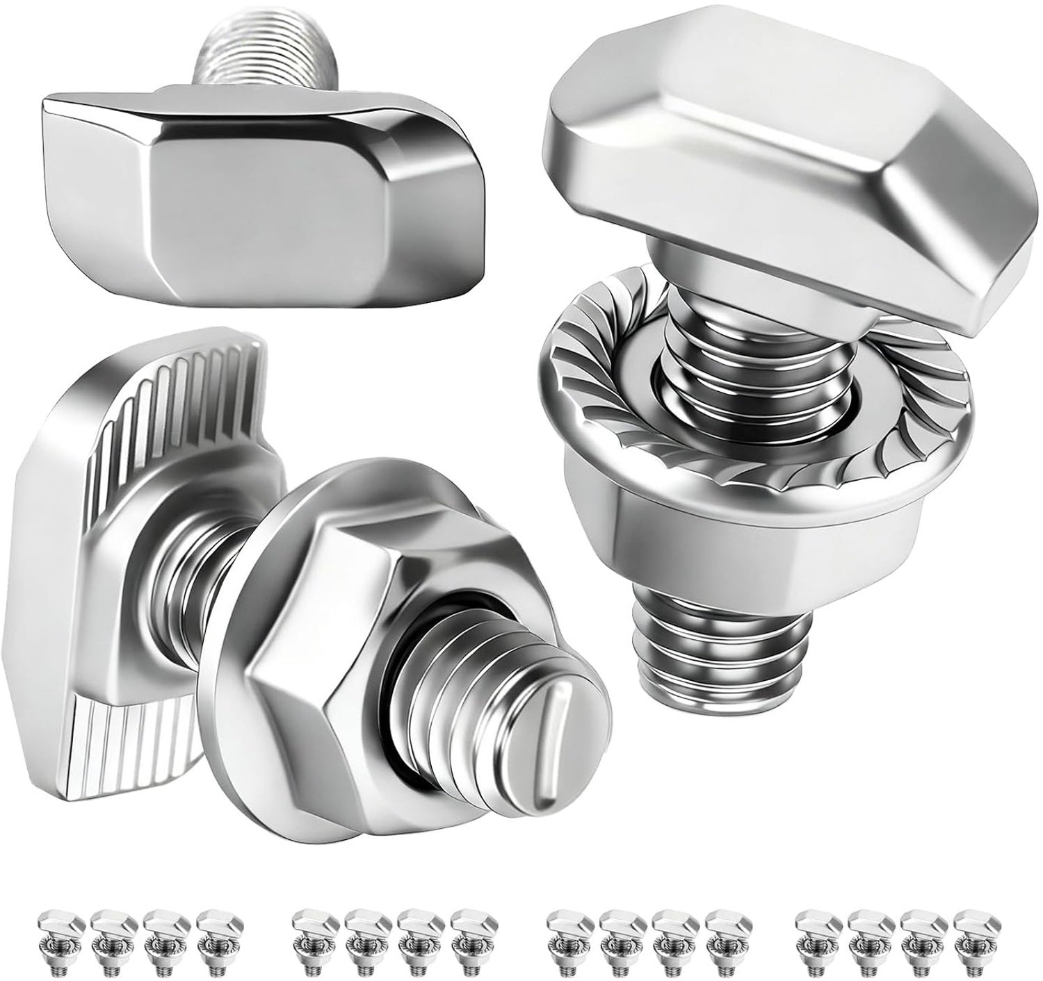 16 Pieces Hammer Head Screws, M6 x 16 Stainless Steel, A2-70, T-Screw Set with Flange Nuts M6 for Photovoltaic System - ShopVlot