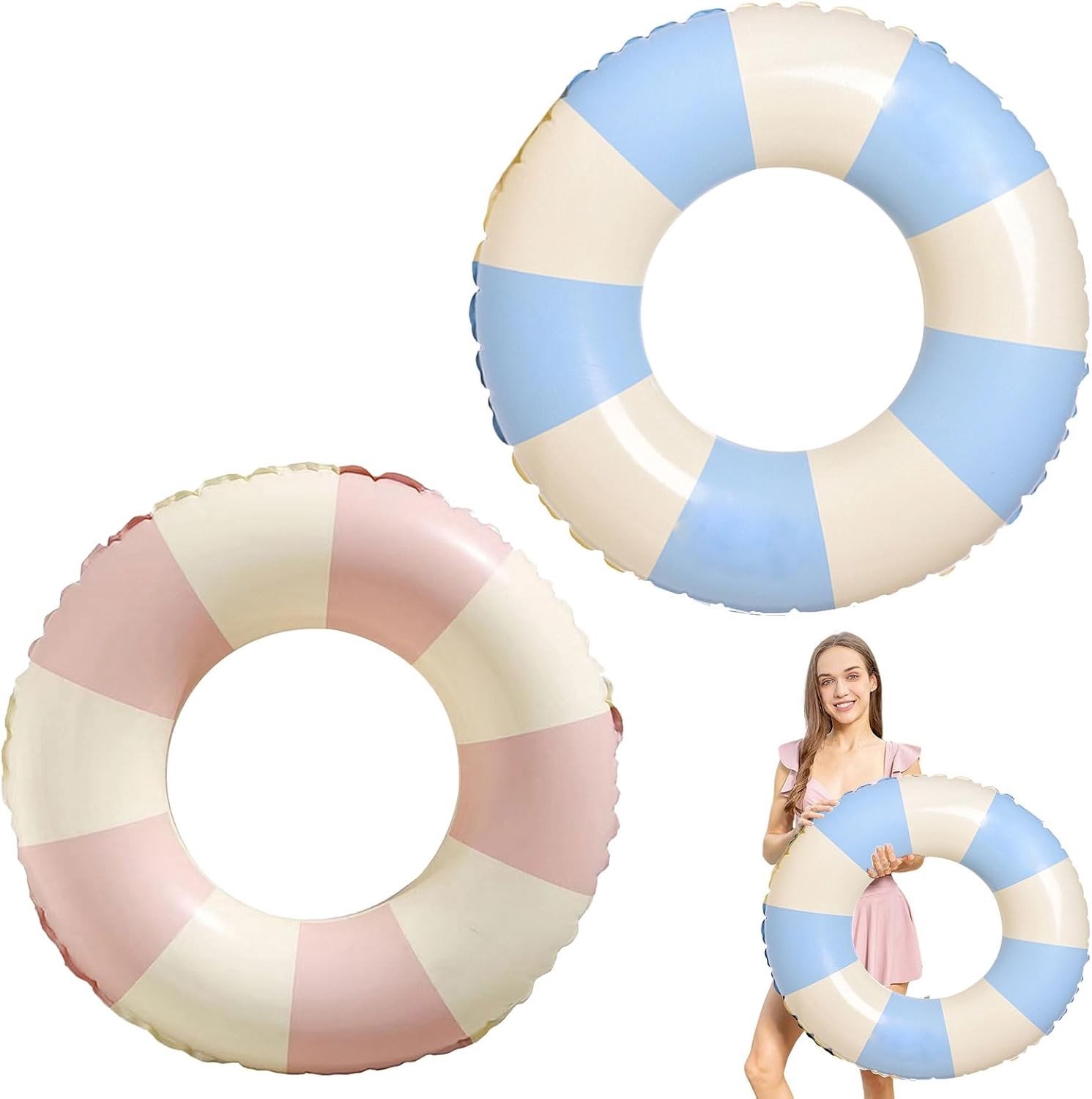 Opblaasbare Zwemring voor Volwassenen - 2 Stuks Retro Stijl - Perfect voor Zwembad, Strandvakanties en Poolfeesten