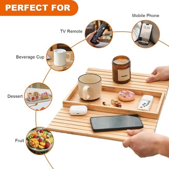 Universele sofa-armleuningorganizer - met dienblad voor afstandsbediening en kleine voorwerpen — afbeelding 3