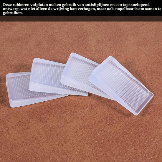 Set van 4 Rubber Wedges voor Meubels, Transparante Tafelsteunen en Niveau Hulpstukken voor Oneffen Vloeren (10mm) — afbeelding 4