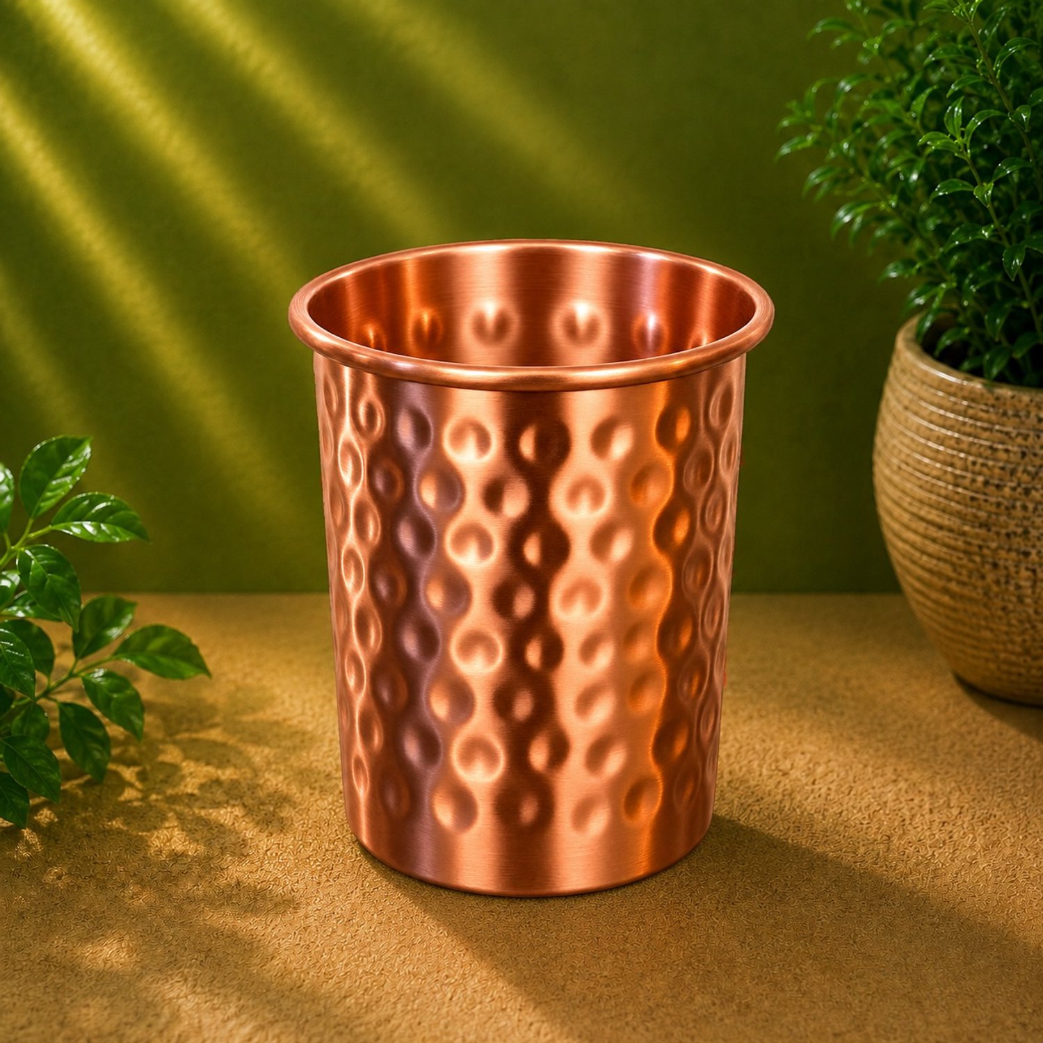 Puur koperen beker gehamerd & mat geborsteld – 300 ml/130 g (zware uitvoering)