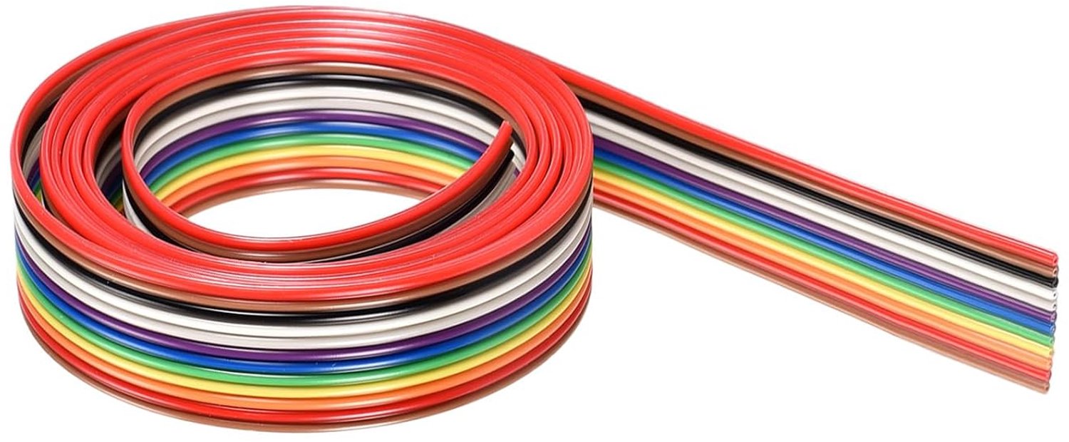 DMiotech 1 piece 12P IDC ribbon cable rainbow 3.3 feet length 1.27mm step cable jumper, breadboard for electronic - ShopVlot