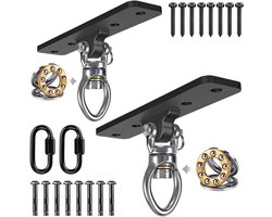Dolibest 2-Piece Punching Bag Hanging Hook, Boxing Ceiling Hook 4-Hole Swivel Hanging Bracket with Carabiner and - ShopVlot