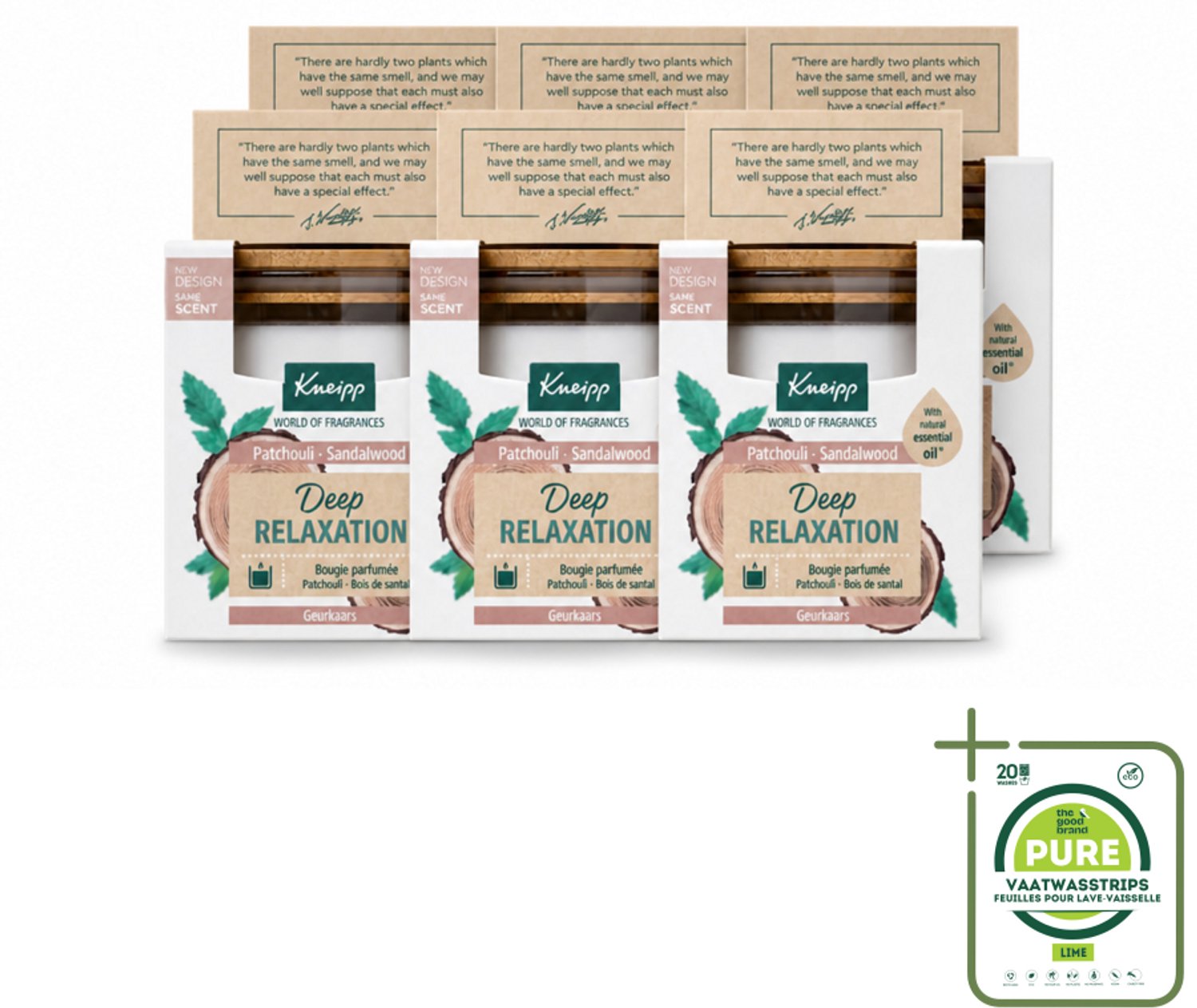 6 x Kneipp - Geurkaars - Deep Relaxation - Sandelhout & Patchouli - 20 branduren - Grootverpakking - Vaatwasstrips - Geurkaars - Ontspanning - Sandelhout - Patchouli - Wellness