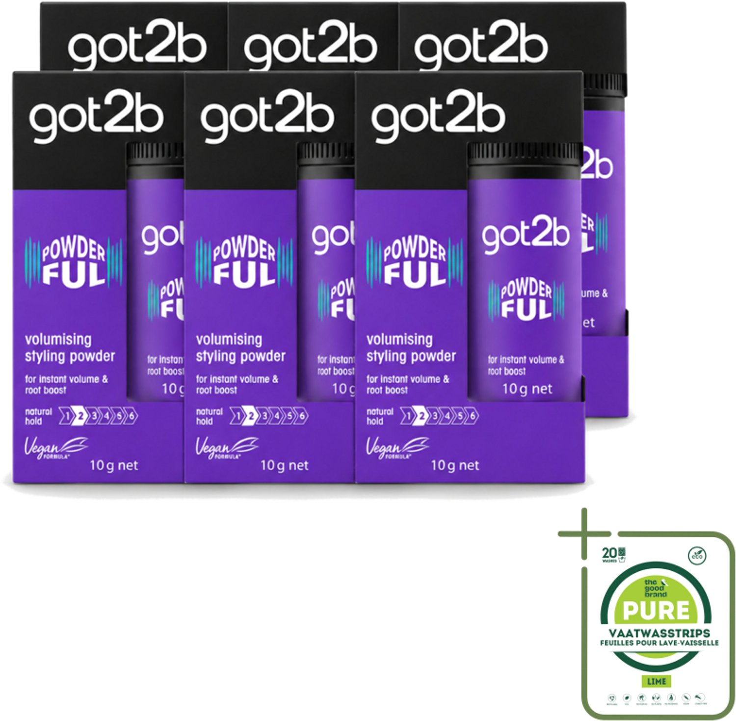 6 x Got2B - Stylingpoeder - Powderful - 10 g - Grootverpakking - Haar Volume - Haarkleur - Haartextuur - Haarkleur - Haarkleur