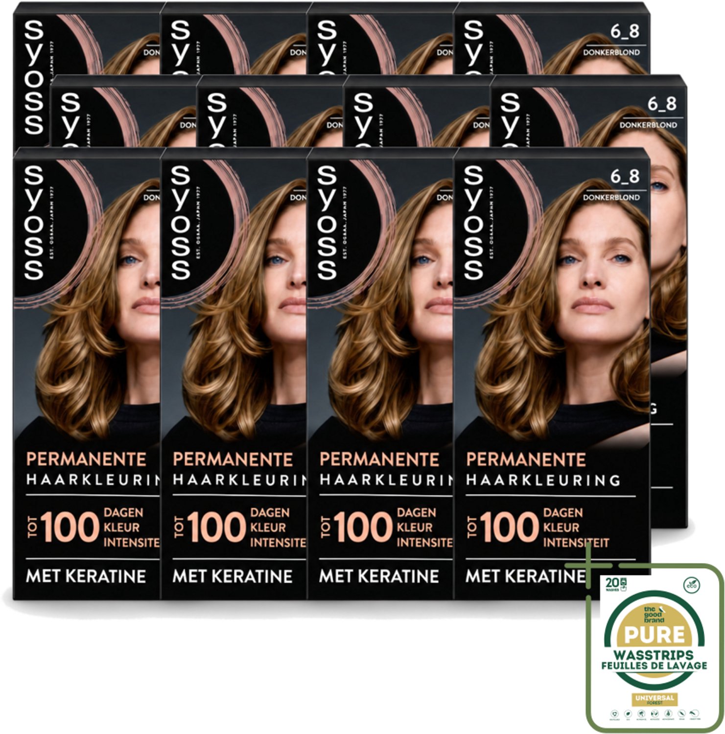 12 x SYOSS - Permanent Coloration 6-8 - Haarverf - Permanente Haarkleuring - Donkerblond - Grijsdekking - Wasstrips - Haarkleuring - Permanent Haarkleuring - Donkerblond - Grijsdekking - Haarverf