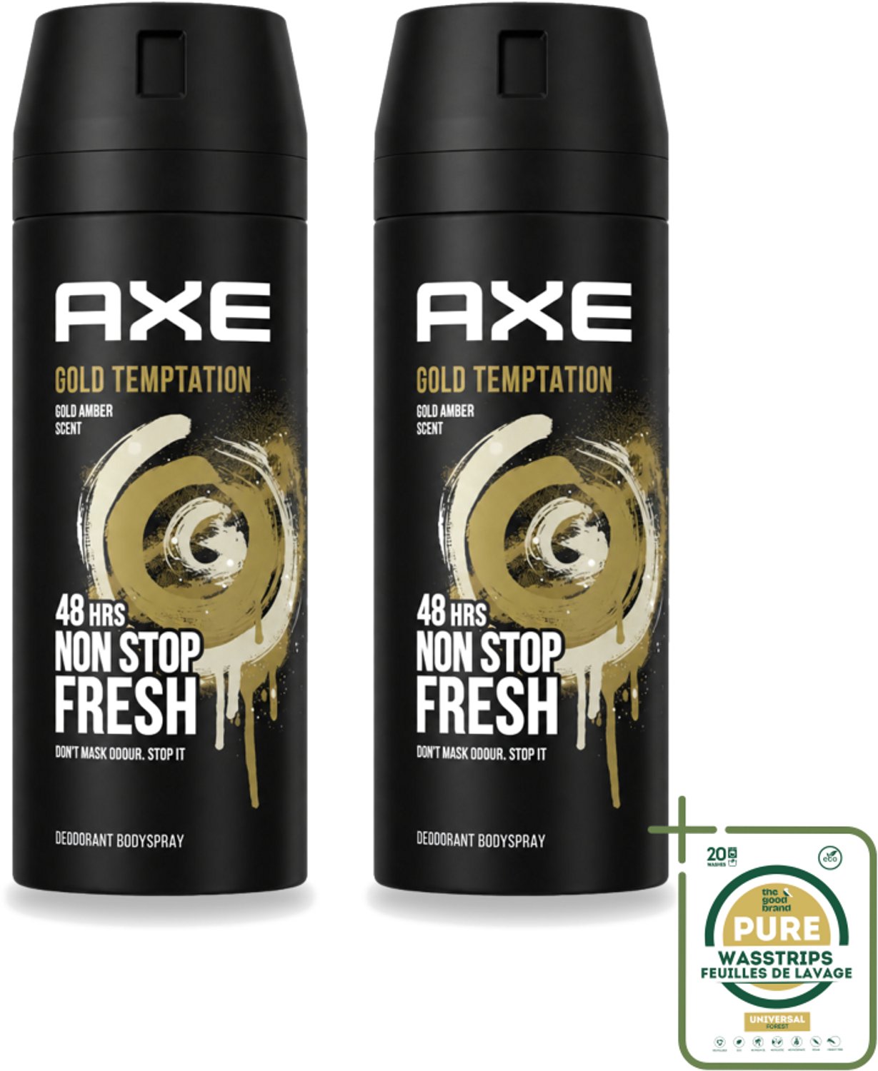 2 x AXE - Deodorant Spray - Gold Temptation - Luxe Geur - Oriëntaals & Fris - 150 ml - Wasstrips - Deodorant Spray - Geur - Zweetbestendig - Anti-Geur - Zinktechnologie