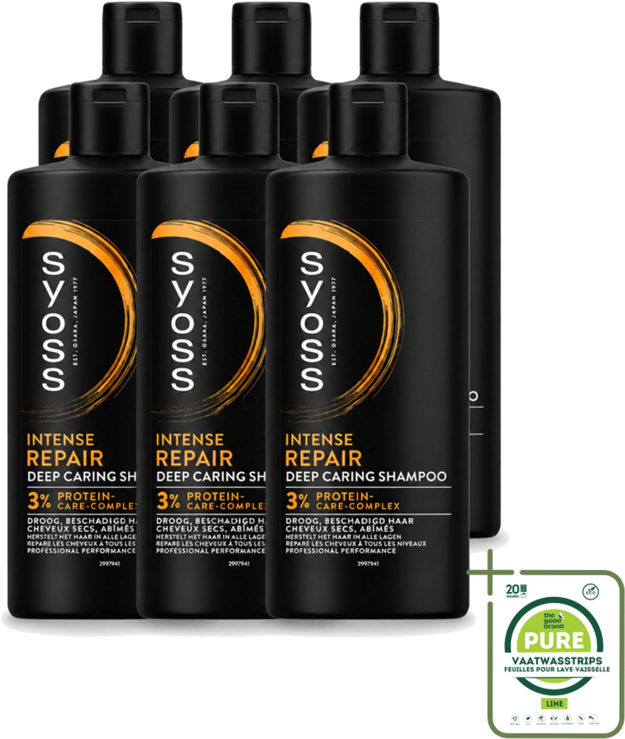 6 x SYOSS - Repair 440 ml - Shampoo - Herstellende Formule - 440ml - Grootverpakking - Vaatwasstrips - Herstel Haar - Beschadigd Haar - Droog Haar - Haarbreuk - Haarverzorging