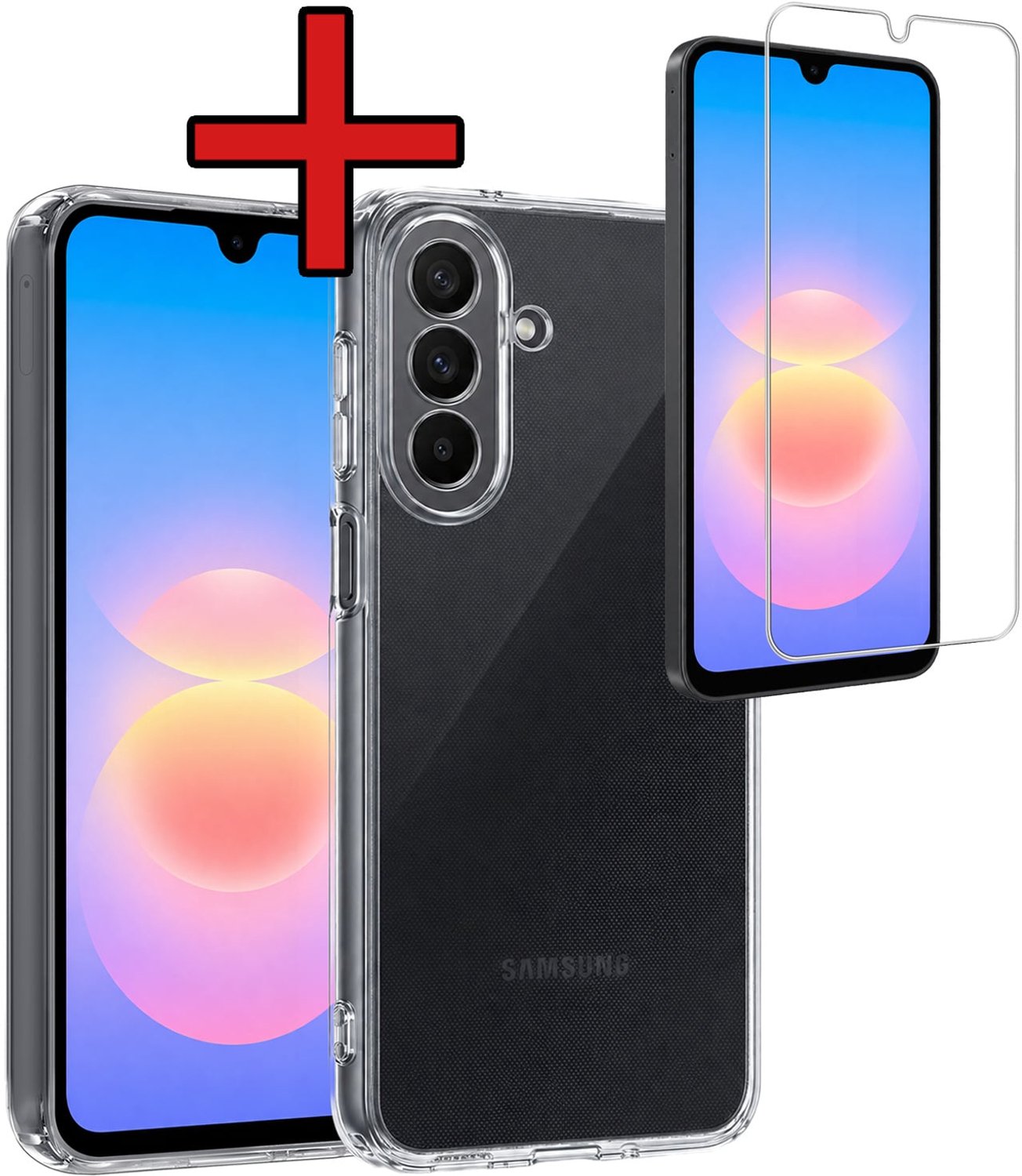 Hoesje - Met Screenprotector - Geschikt voor Samsung Galaxy A18 - Sterk & Shockproof - Telefoon Hoes - Back Cover - Siliconen Case - Telefoonhoes - Transparant