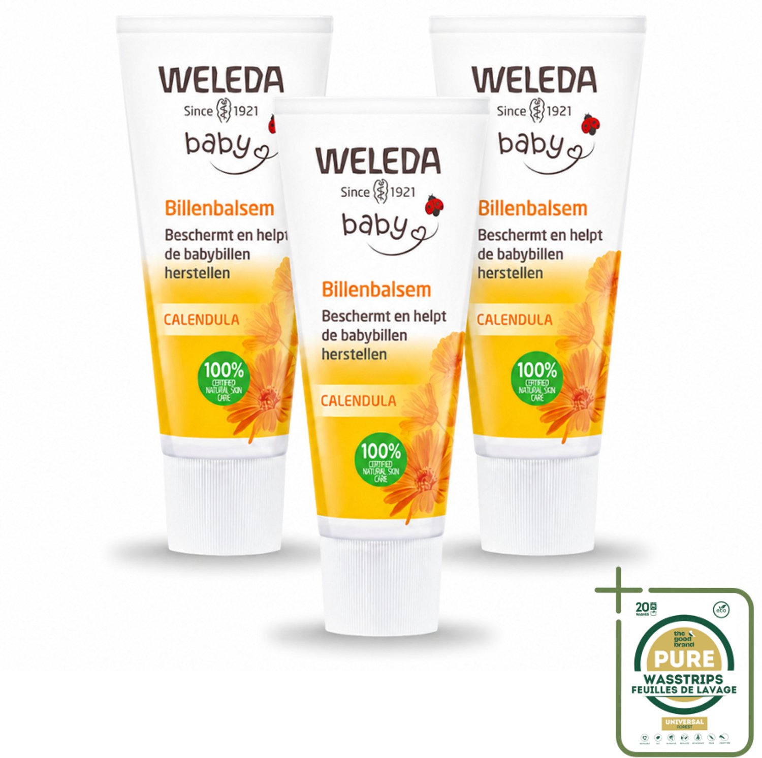 3 x WELEDA - Billenbalsem - Baby Calendula - 30 ml - Wasstrips - Babybillen - Luieruitslag - Babyhuidverzorging - Roodheid - Gevoelige Huid