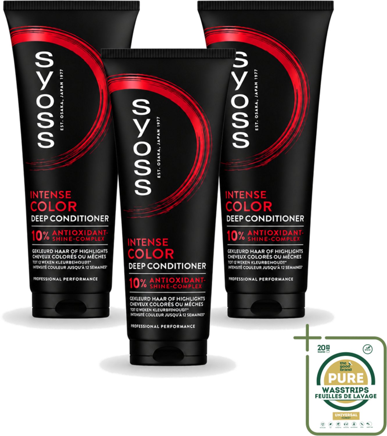 3 x Syoss - Intense Color - Deep Conditioner - Kleurbehoud tot 12 Weken - 250 ml - Wasstrips - Kleurbehoud - Gekleurd Haar - Haarkleur - Haarkleur Behoud - Haarkleur Intensiteit