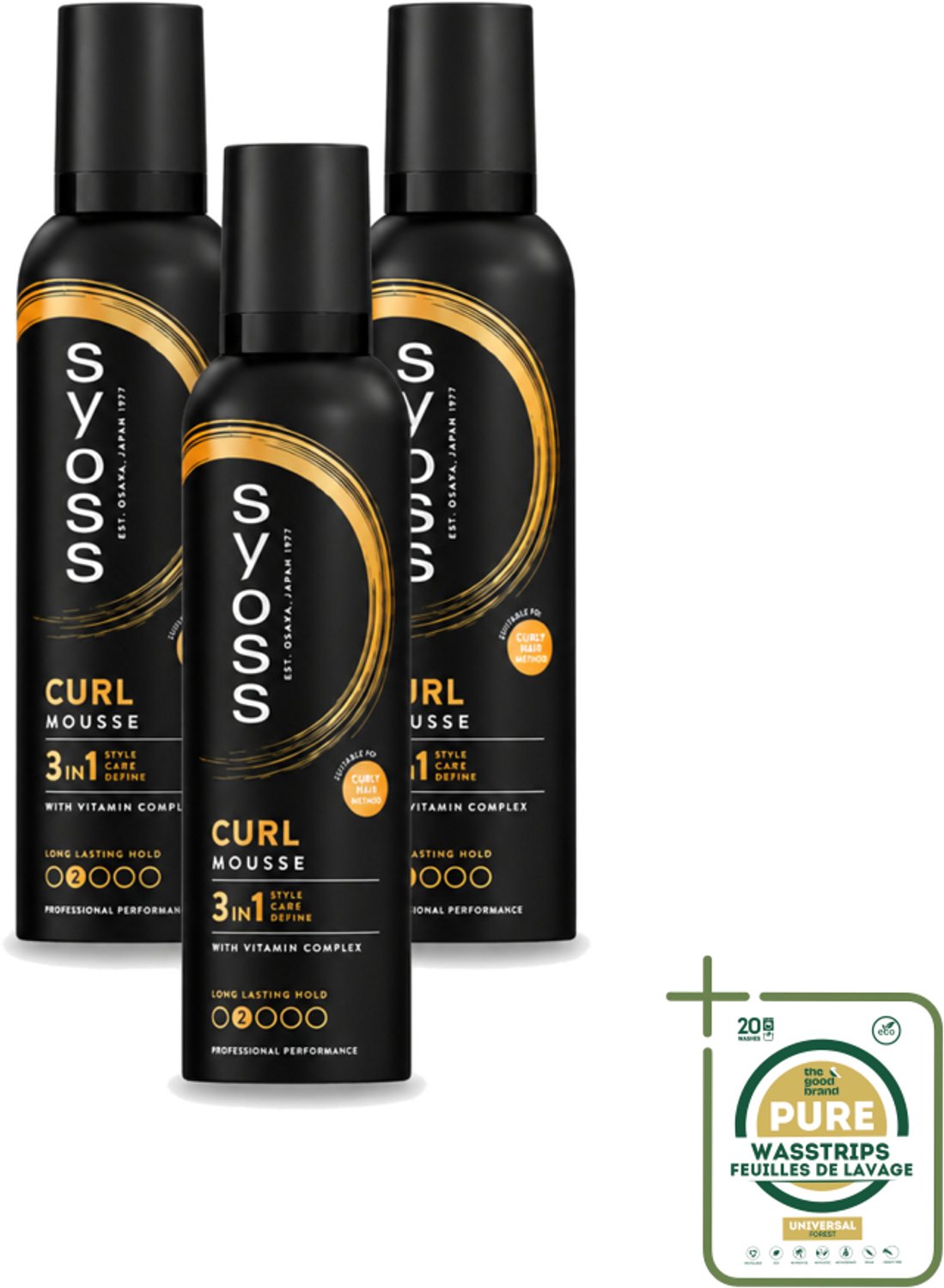 3 x Syoss - Curl - Haarmousse - Anti-Pluis & Bounce - 250 ml - Haarmousse Anti-pluis - Kruldefinitie - Krul Controleren - Haartype Krullend Haar - Haarspray