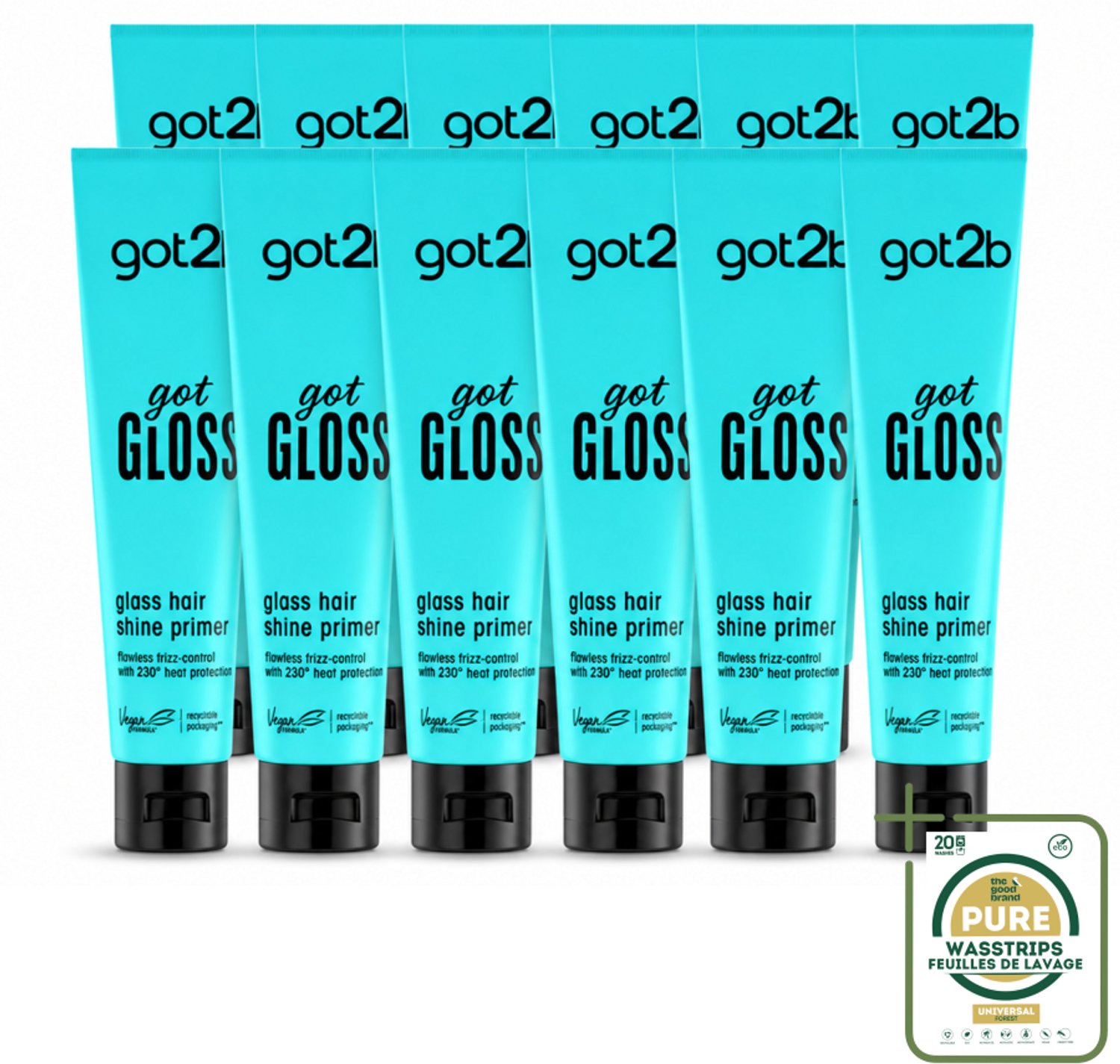 12 x Got2B - Haarprimer - Got Gloss - 150 ml - Wasstrips - Haarprimer - Glans - Pluiscontrole - Hittebescherming - Haarstyling