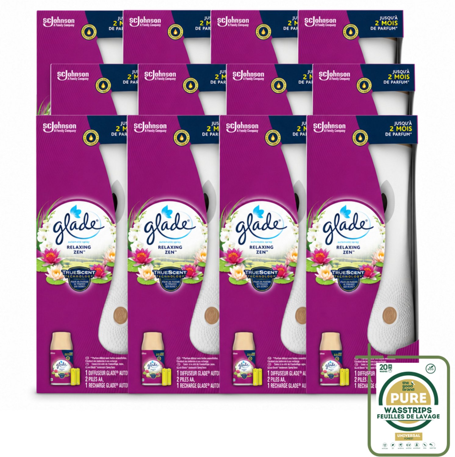 12 x Glade - Automatische Spray - Relaxing Zen - 269 ml - Wasstrips - Automatische Luchtverfrisser - Geurverfrisser - Frisheid In Huis - Kalmerende Geur - Rustgevende Geur