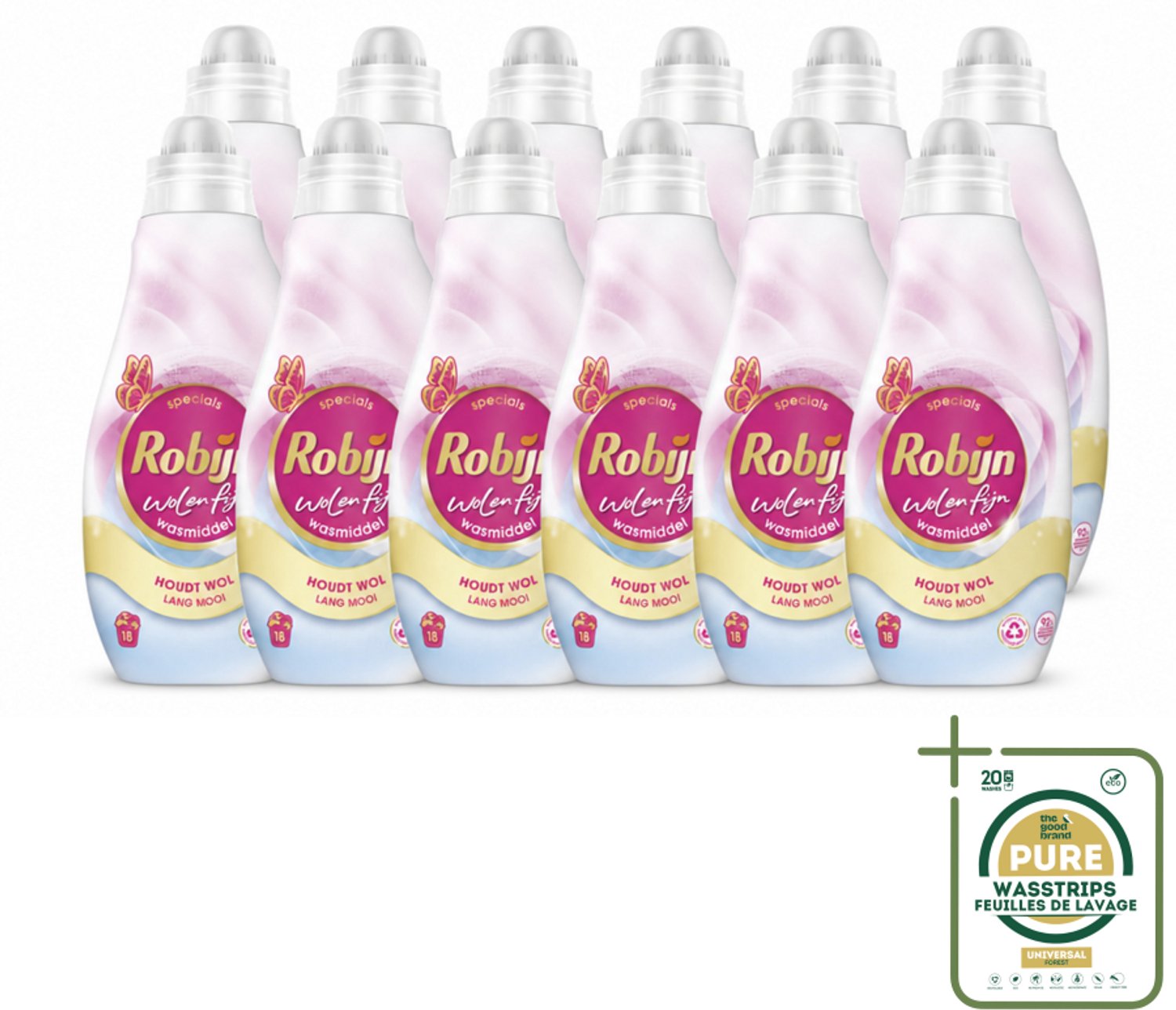 12 x Robijn Specials - Wol & Fijn - Vloeibaar Wasmiddel - 18 Wasbeurten - Wasstrips - Wasmiddel Wol En Zijde - Fijne Was Beschermers - Was Voor Delicate Stoffen - Biologisch Afbreekbaar Wasmiddel - Robijn Specials