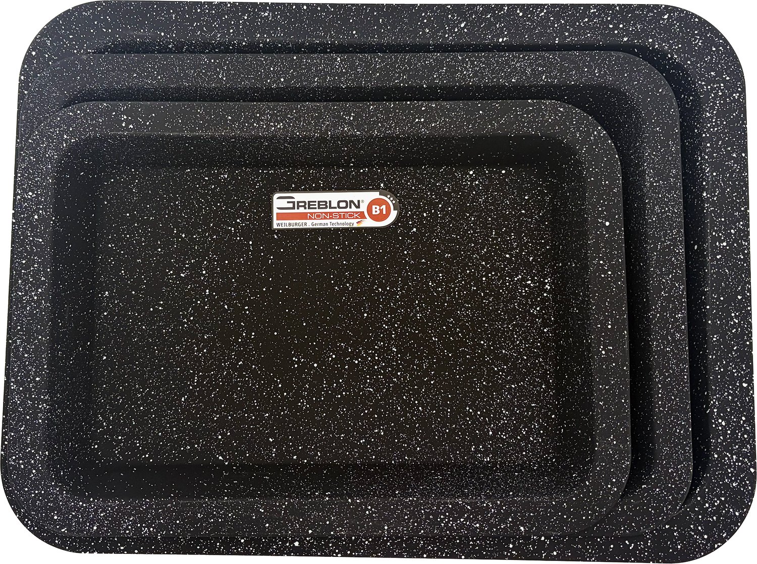 Klaus 3-delige ovenschaal set – rechthoekig – antiaanbaklaag – 34, 38 en 42 cm – Zwart