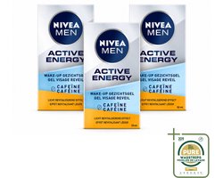 3 x NIVEA MEN - Active Energy - Wake-up Gezichtsgel met Cafeïne - 50 ml - Wasstrips - Nivea Mannen Gezichtsgel - Cafeïne Gezichtsgel - Energie Voor Huid - Wakker Worden Huid - Droge Huid Verzorging