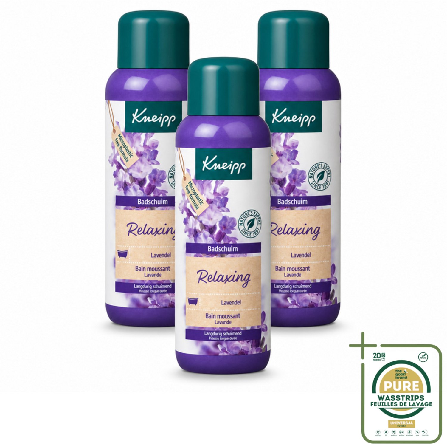 3 x Kneipp - Badschuim - Lavendel - Bloemige geur - 400 ml - Wasstrips - Badshuim - Ontspanning - Lavendel - Badgeur - Natuurlijke Badproducten