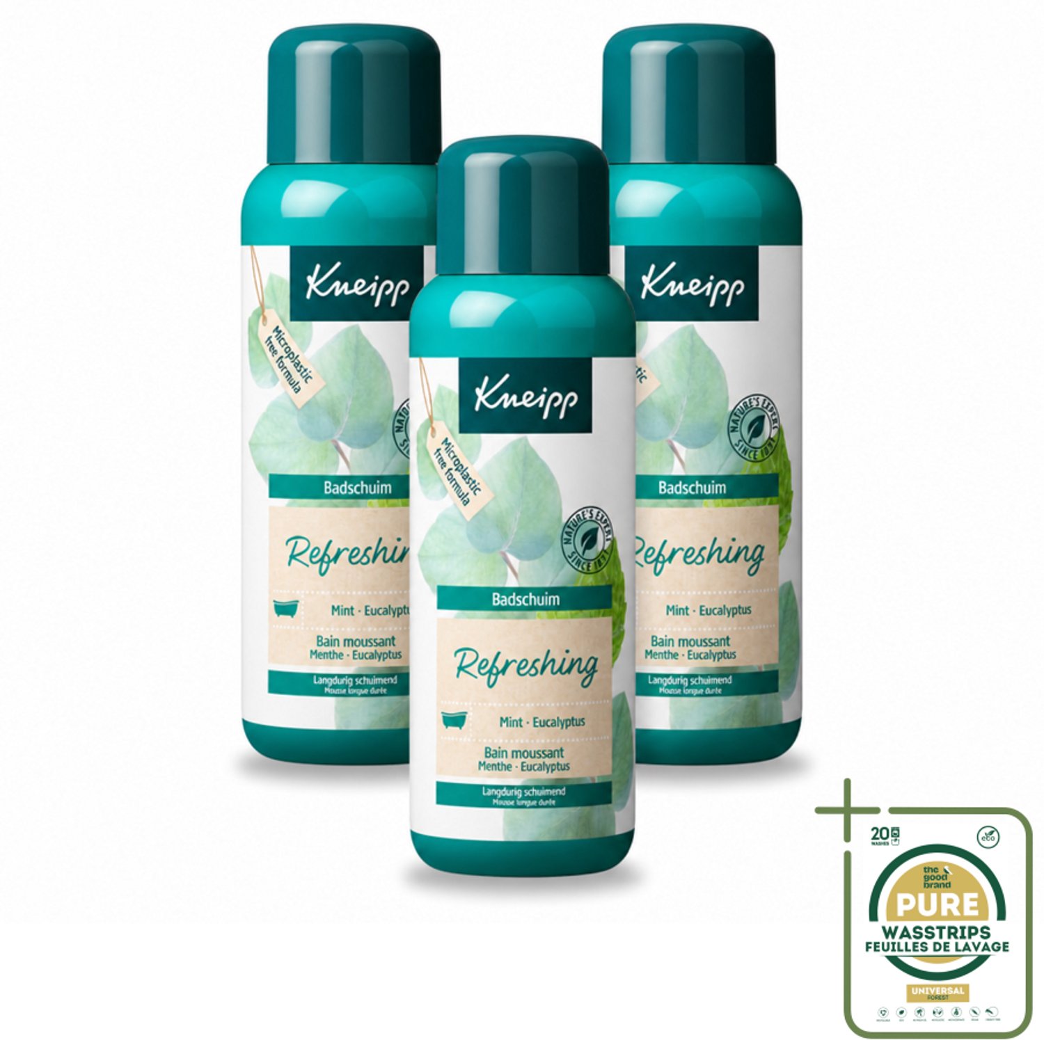 3 x Kneipp - Badschuim - Mint Eucalyptus - Verfrissend - 400 ml - Wasstrips - Badschuim Mint Eucalyptus - Verfrissend Bad - Aromatisch Bad - Ontspannend Bad - Geurige Bad