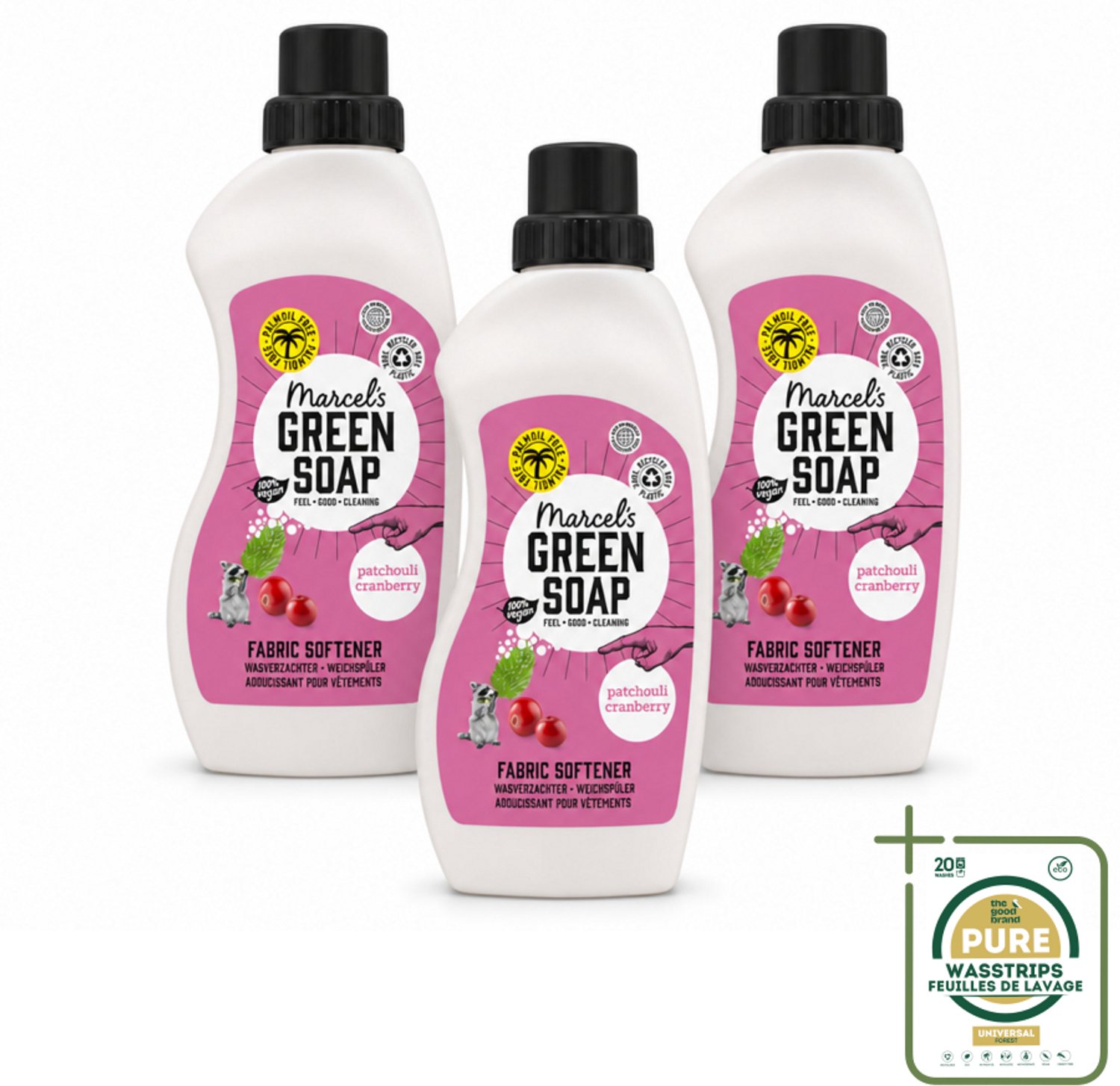 3 x Marcel's Green Soap - Wasverzachter - Patchouli & Cranberry - Zachte frisheid - 30 Wasbeurten - 750 ml - Wasverzachter - Wasverzachter Patchouli Cranberry - Wasverzachter Vegan - Wasverzachter Biologisch Afbreekbaar - Wasverzachter Natuurlijk