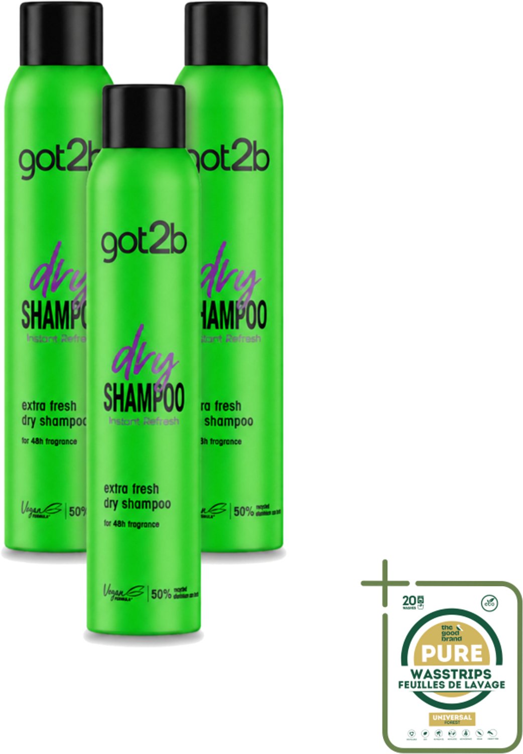 3 x Got2B - Droogshampoo - Extra Fresh - 200 ml - Wasstrips - Droogshampoo - Fris Haar - Haarkleur - Haartype - Haartype