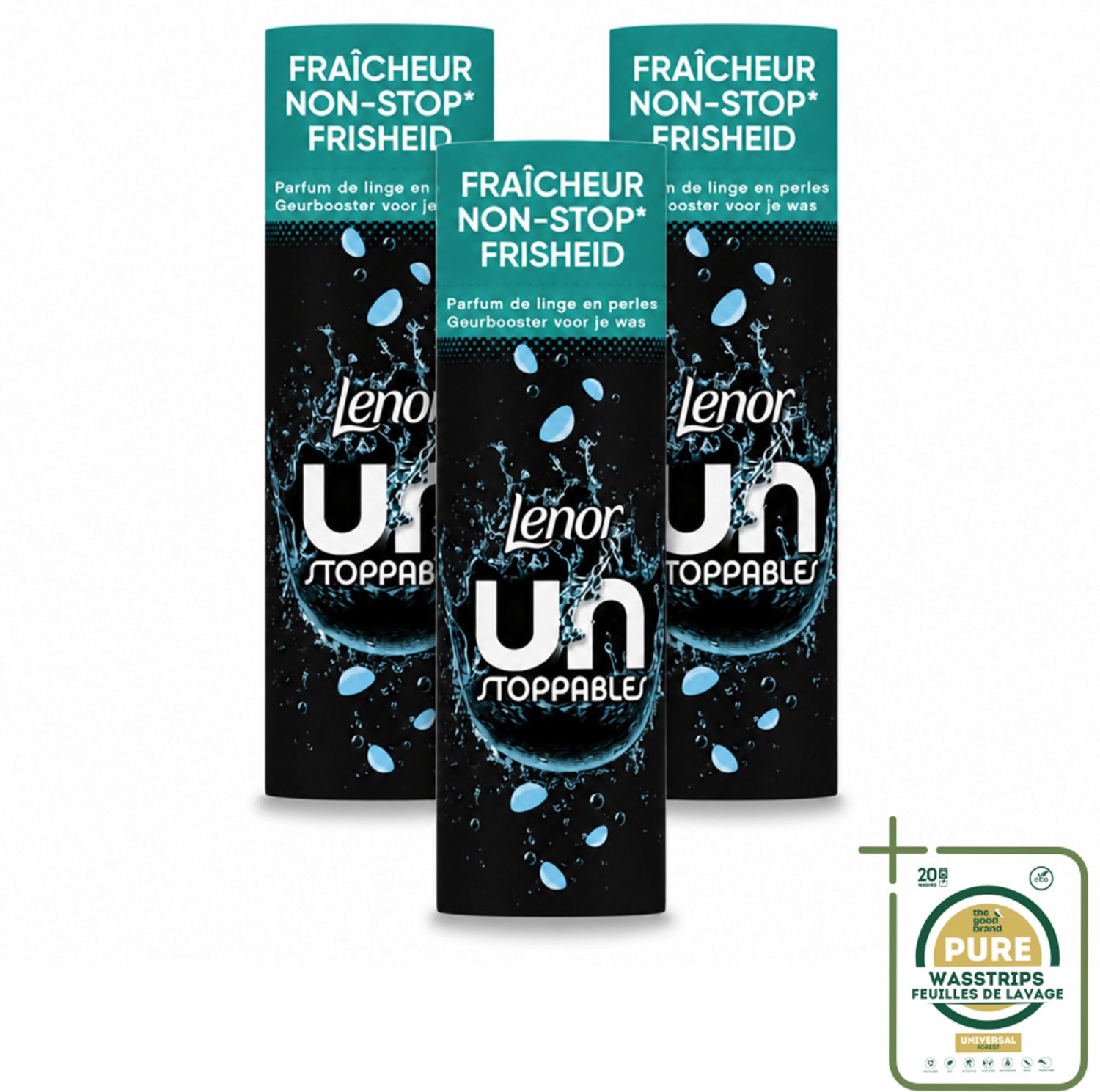 3 x Lenor Unstoppables - Geurbooster - Fris - Non-Stop Frisheid - 19 Wasbeurten - Wasstrips - Geurbooster - Frisheid - Wasgeur - Wasmiddel - Wasgeurbooster
