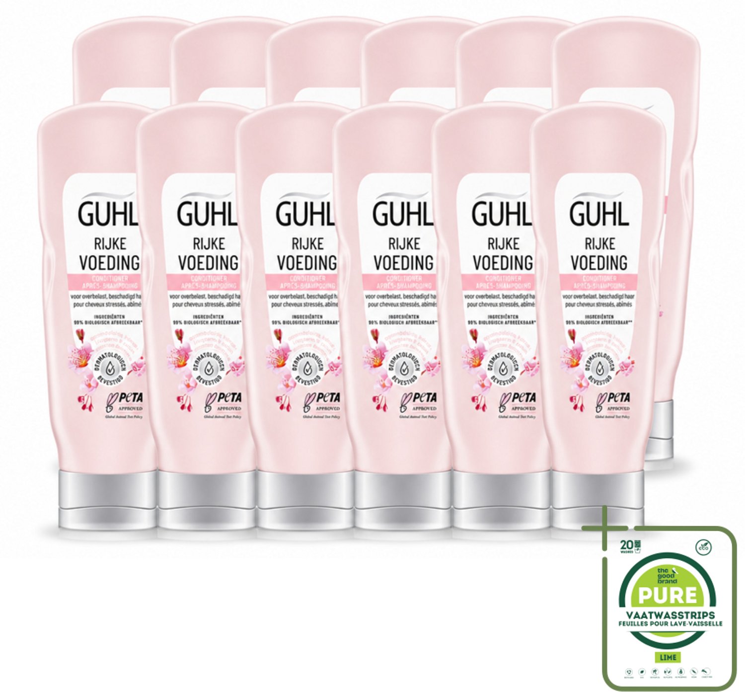 12 x Guhl - Conditioner - Rijke Voeding - 200 ml - Grootverpakking - Vaatwasstrips - Voeding Haar - Herstel Haar - Monoi-olie - Droog Haar - Haarbreuk