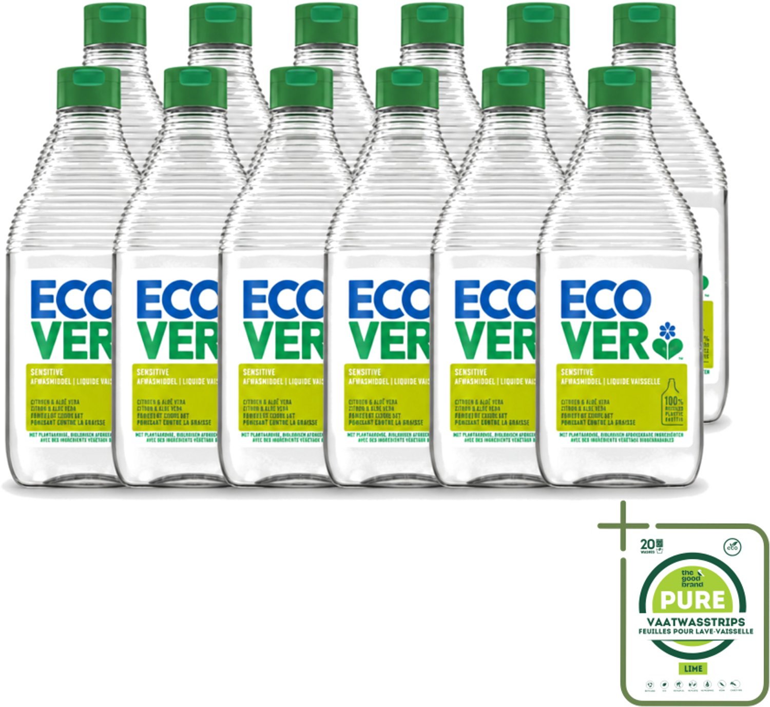 12 x Ecover - Afwasmiddel - Citroen & Aloë Vera - 450 ml - Grootverpakking - Afwasmiddel Citroen Aloë Vera - Milieuvriendelijk Afwassen - Plantaardig Afwasmiddel - Fris Afwassen - Huidvriendelijk Afwasmiddel