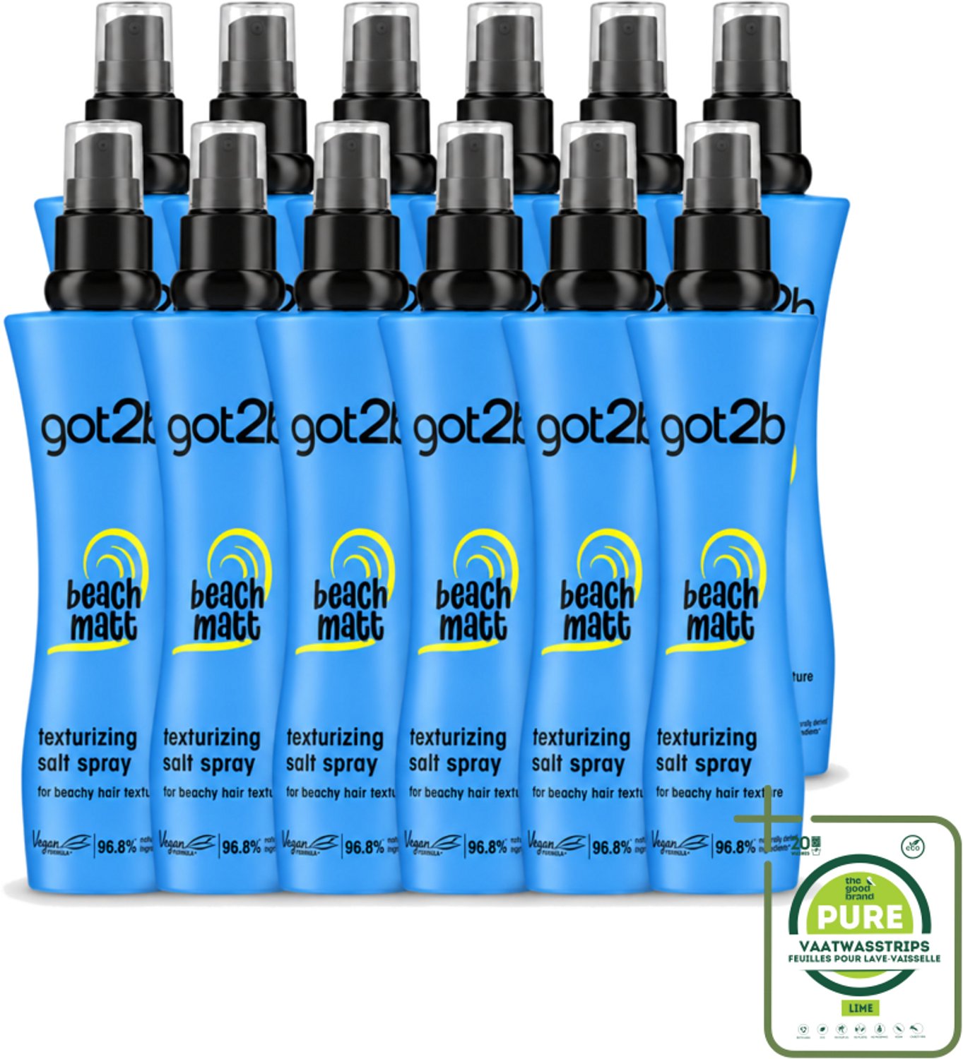 12 x Got2B - Salt Spray - Beach Babe - 200 ml - Grootverpakking - Vaatwasstrips - Strandlook - Zout Spray - Textuur - Volume - Natuurlijke Look